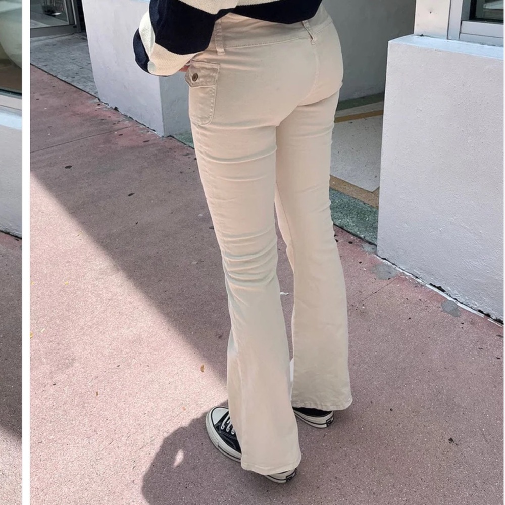 Cream flared pants. Brandy Melville Agatha pants 🤍